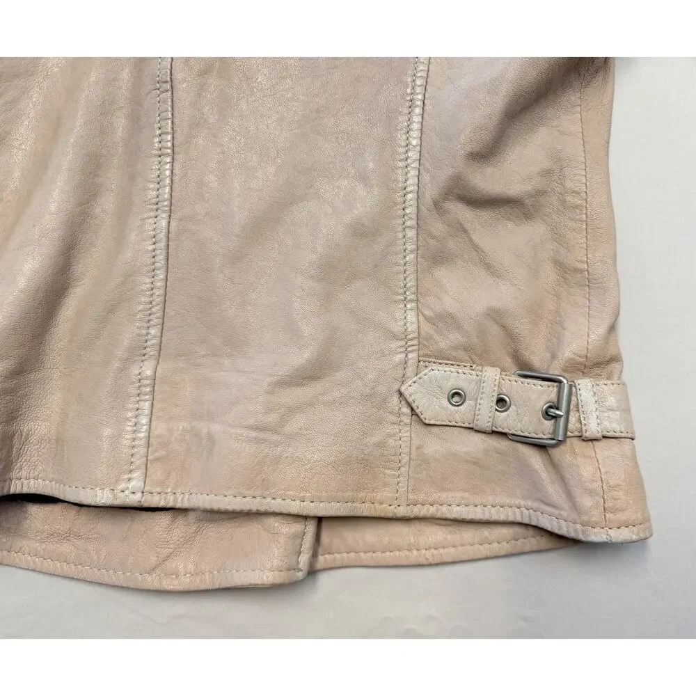Mauritius Women's Sofia Lamb Leather Pale Pink Full Zip Jacket Women’s Size 8